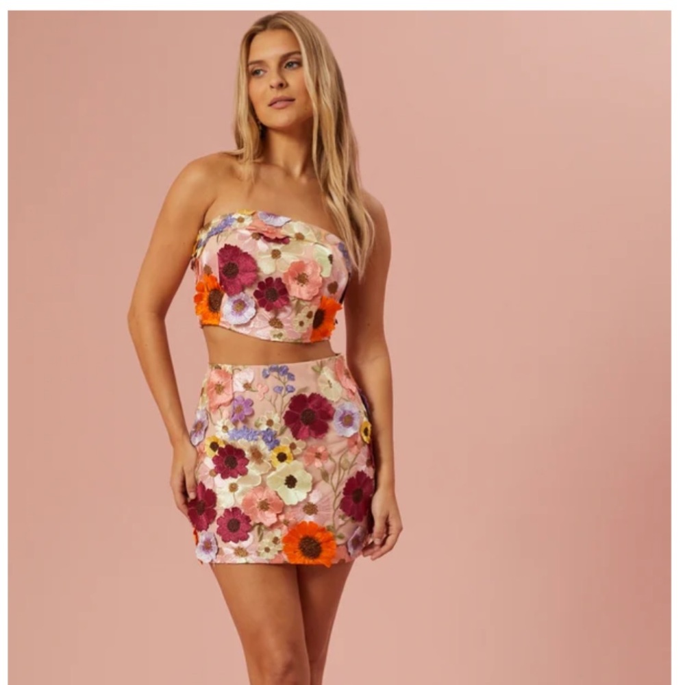 Altar’d State Grace 3D Floral Tube Top and Skirt